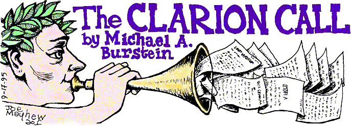 'The Clarion Call' by Michael A. Burstein; 
  title illo by Joe Mayhew