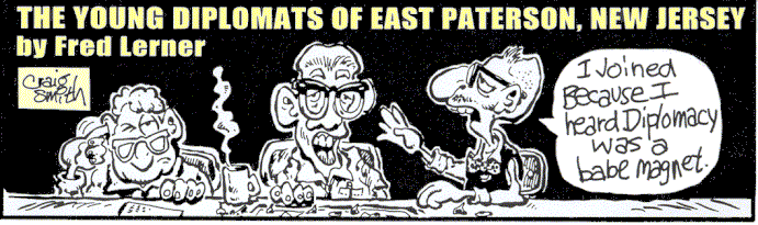 'The Young Diplomats of East Paterson, New Jersey' 
  by Fred Lerner; illo by Craig Smith