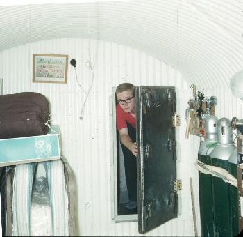 Ted Johnstone in Heinlein's fallout shelter (photo by 
Bruce Pelz)
