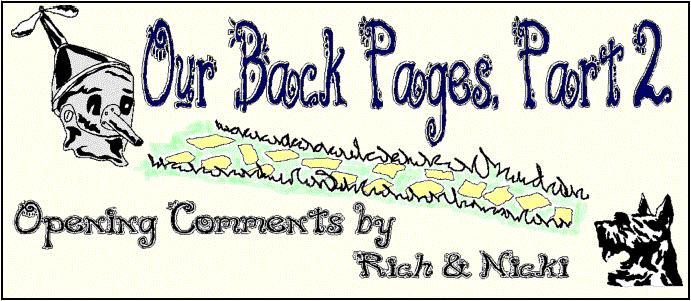 'Our Back Pages (Part 2)', Opening Comments by 
  Rich & Nicki; title illo by Sheryl Birkhead