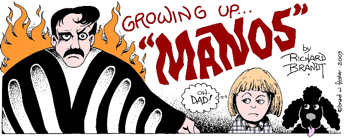 'Growing Up Manos' by Richard Brandt; title illo 
  by Brad Foster